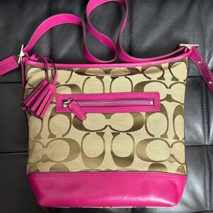 Coach Tan and Pink Crossbody Bag